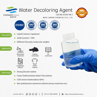 Agen Penghilang Warna Air  Resin Formaldehida PoliDCD Dicyandiamide Kopolimer Kationik Amonium Kuaterner Efisiensi Sangat Baik dalam Penghilangan Warna, Flokulasi, dan Penurunan COD